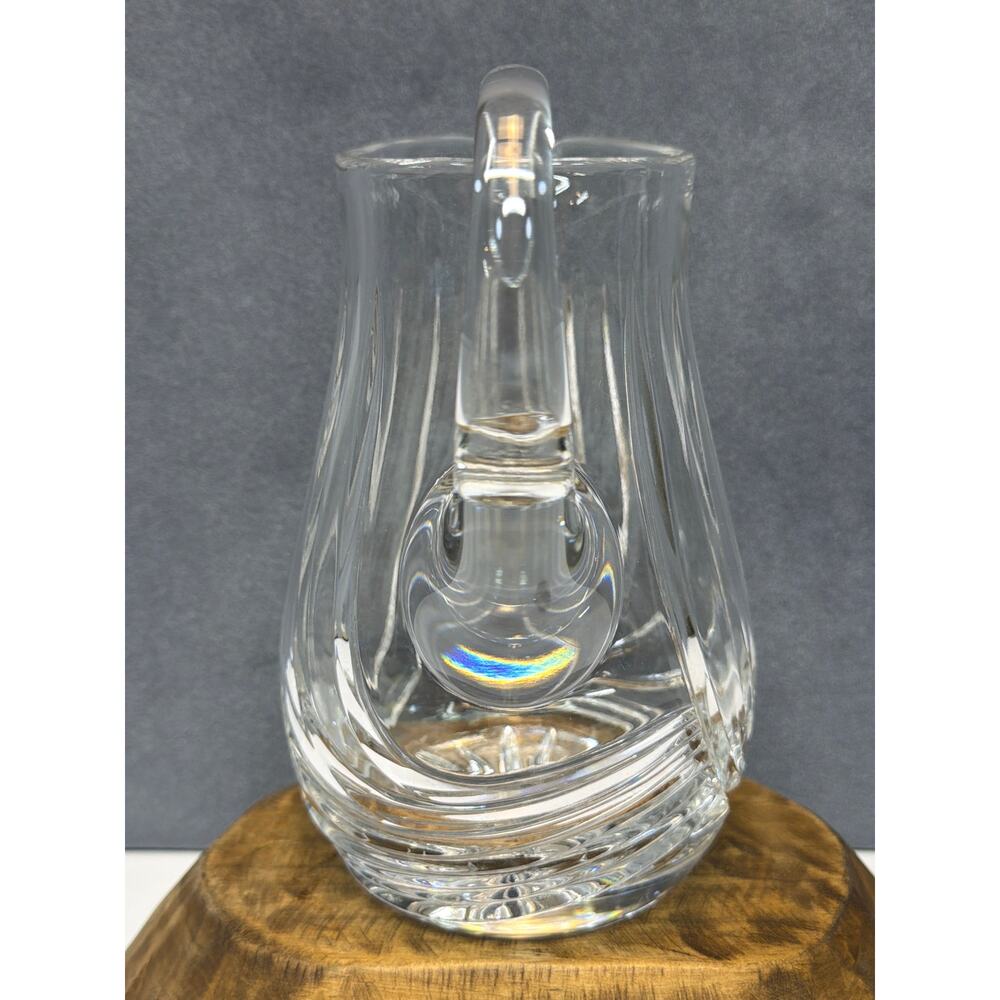 Vintage Lead Crystal Heavy Clear Pitcher Swirled Pattern ~ 8" - Picture 4 of 10